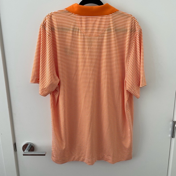 Cutter & Bucks Men’s Golf Shirt Orange Stripped Shirt - Picture 2 of 3
